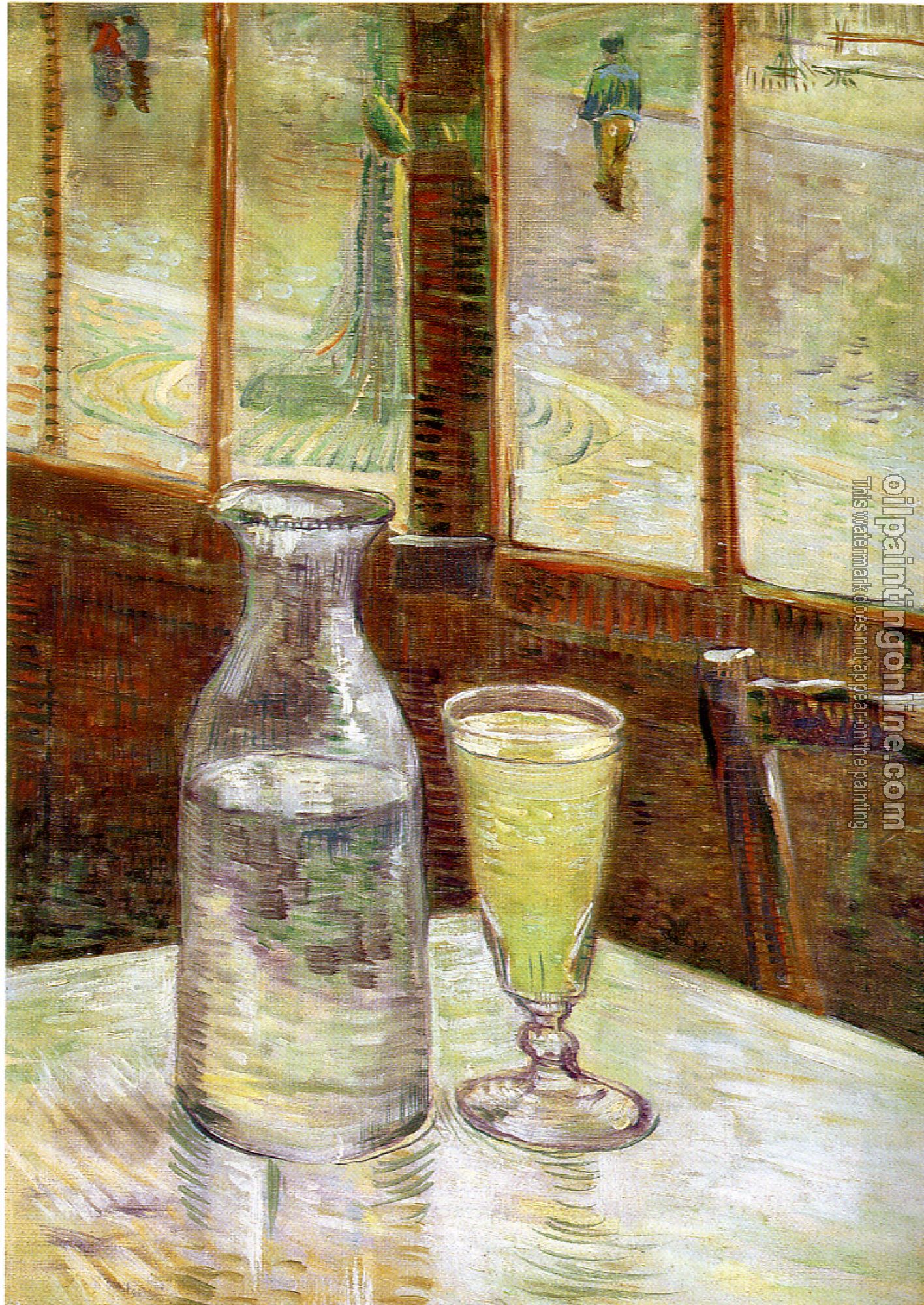 Gogh, Vincent van - A Table in front of a Window with a Glass of Absinthe and a Carafe
